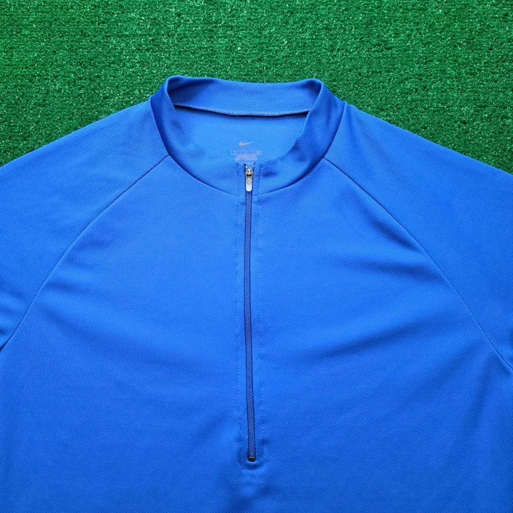 Vintage Nike Dri Fit Short Sleeve Cycling Jersey Mens Large Blue Half Zip